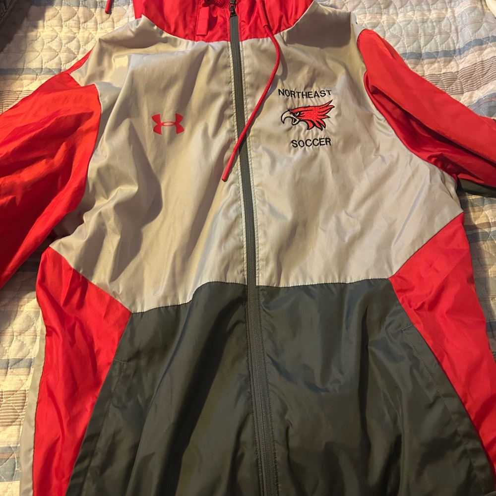 Under Armour Red and Gray Soccer Windbreaker